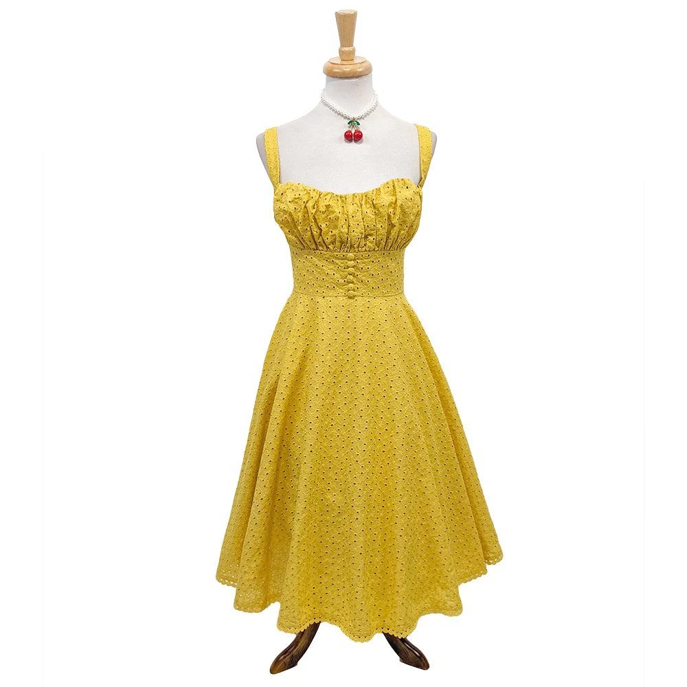 Timeless London Valerie Anglaise Dress In Mustard Women's Apparel 4 Timeless London Valerie Anglaise Dress In Mustard Women's Apparel