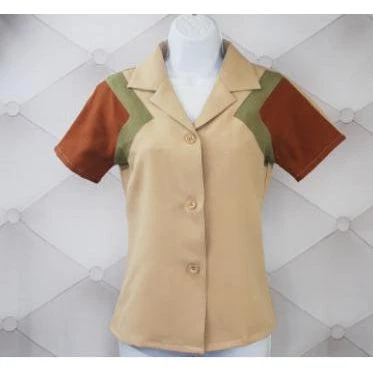 Star Struck Clothing 40s Tri-Tone Work Blouse In Tan 5 Star Struck Clothing 40s Tri-Tone Work Blouse In Tan