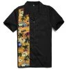 Glitz Glam And Rebellion GGR Men's Bowling Shirt In Black With Palm Trees & Classic Cars