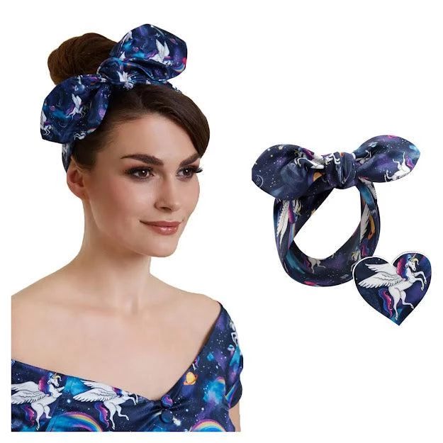 Dolly & Dotty Pinup And Rockabilly Headscarf In Unicorn Print Accessories 5 Dolly & Dotty Pinup And Rockabilly Headscarf In Unicorn Print Accessories