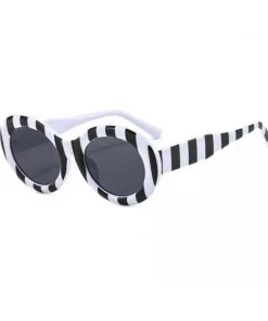 Glitz Glam And Rebellion Beetlejuice Black And White Striped Sunglasses Women's Apparel