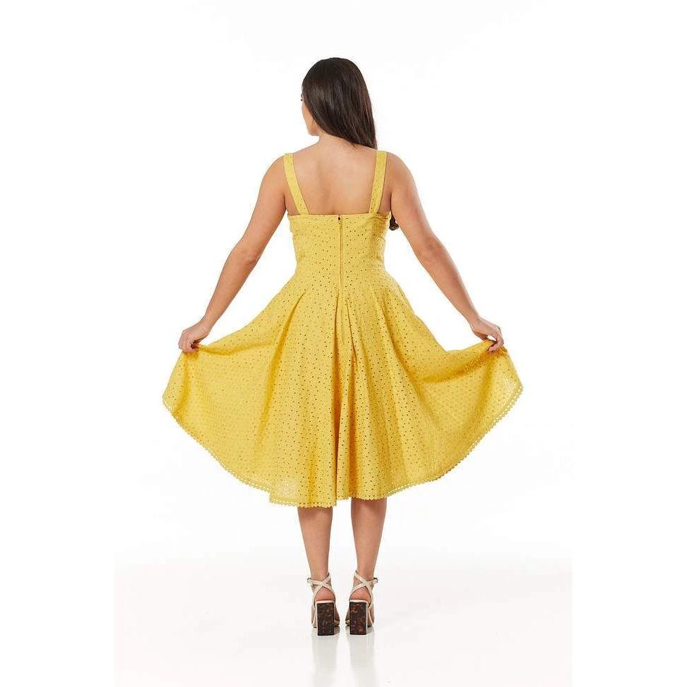 Timeless London Valerie Anglaise Dress In Mustard Women's Apparel 6 Timeless London Valerie Anglaise Dress In Mustard Women's Apparel