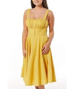 Timeless London Valerie Anglaise Dress In Mustard Women's Apparel 12 Timeless London Valerie Anglaise Dress In Mustard Women's Apparel