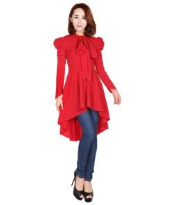 ChicStar Women's Apparel Victorian Romance Waterfall Top In Red