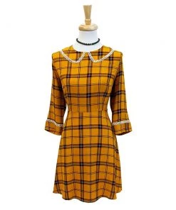 Women's Apparel Voodoo Vixen Harley Shadow Collar Tartan Dress In Yellow