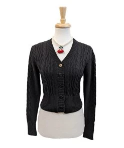 Voodoo Vixen Mabel Cropped Cardigan In Black Women's Apparel