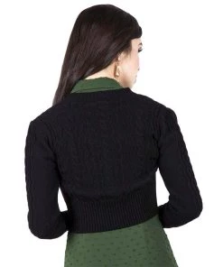 Voodoo Vixen Mabel Cropped Cardigan In Black Women's Apparel