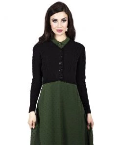 Voodoo Vixen Mabel Cropped Cardigan In Black Women's Apparel