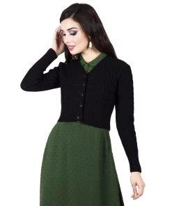 Voodoo Vixen Mabel Cropped Cardigan In Black Women's Apparel