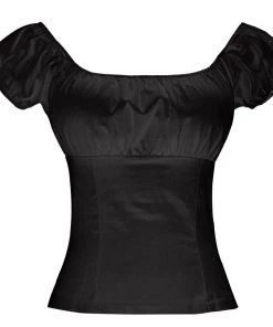 Glitz Glam And Rebellion Women's Apparel Pinup Peasant Top In Solid Black 7 Glitz Glam And Rebellion Women's Apparel Pinup Peasant Top In Solid Black