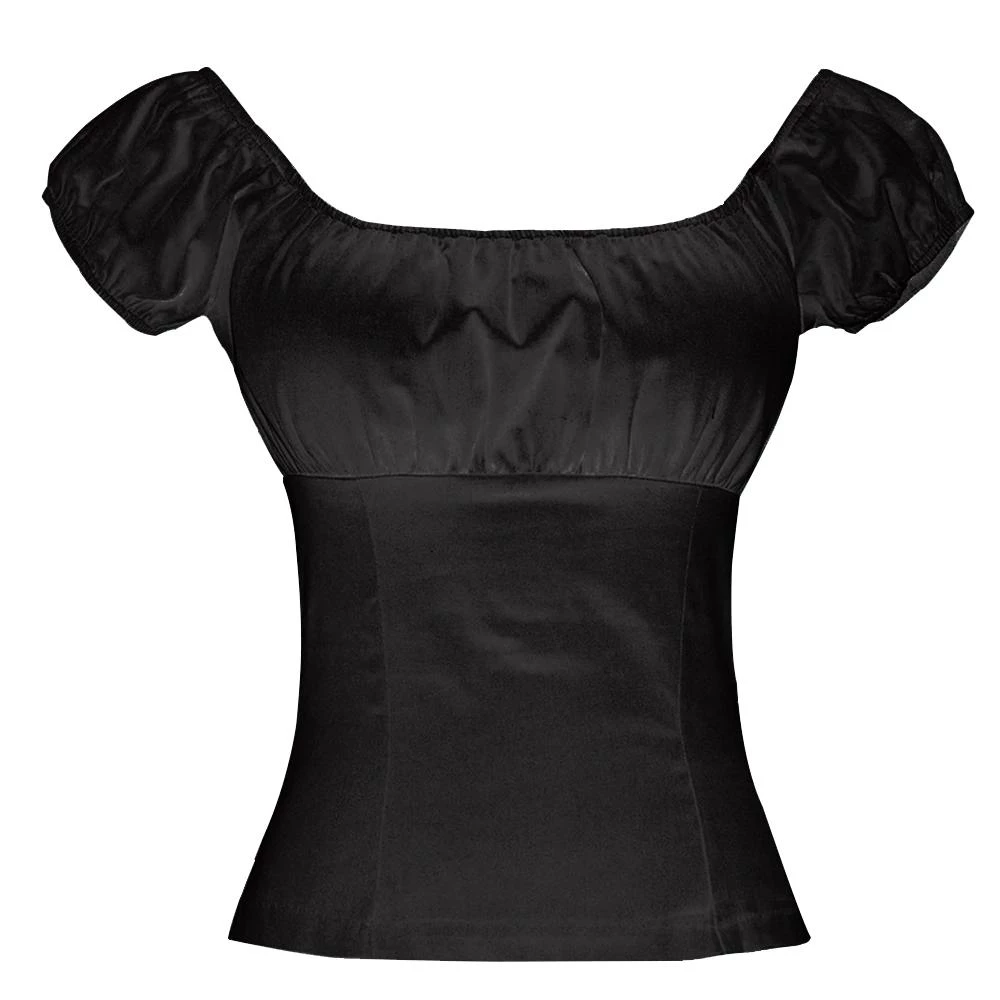 Glitz Glam And Rebellion Women's Apparel Pinup Peasant Top In Solid Black 5 Glitz Glam And Rebellion Women's Apparel Pinup Peasant Top In Solid Black