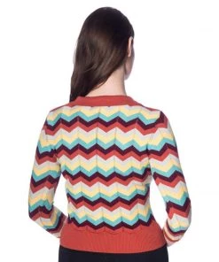 Banned Zoe Zigzag Pullover Sweater In Earth And Aqua