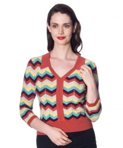 Banned Zoe Zigzag Pullover Sweater In Earth And Aqua