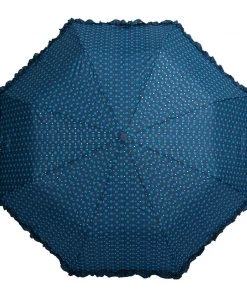 Women's Apparel Soake Folding Umbrella In Blue Polka With Frills And Sparkles