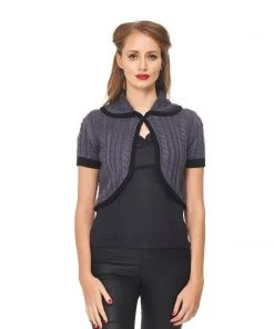 Banned Annabelle Bolero Cardigan In Charcoal Women's Apparel