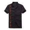 Glitz Glam And Rebellion Men's Bowling Shirt In Black With Flame Panel