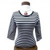 Glitz Glam And Rebellion Pinup Top In Black & White Bandit Stripe Women's Apparel