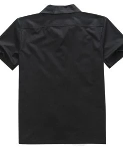 Glitz Glam And Rebellion Men's Bowling Shirt In Black With Swallow Print Panel Men's Apparel