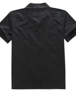 Glitz Glam And Rebellion Men's Bowling Shirt In Gray With Saxophone Pocket Men's Apparel