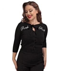 Women's Apparel Collectif Charlene Rock And Roll Cardigan In Black