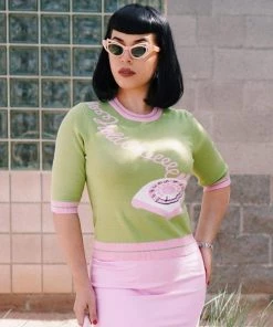 Kissing Charlie Hold On Sweater In Pink And Green Women's Apparel