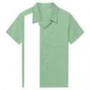 Glitz Glam And Rebellion Men's Bowling Shirt In Green With White Panel Men's Apparel