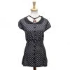 ChicStar Lace Collar Retro Top In Gray Check