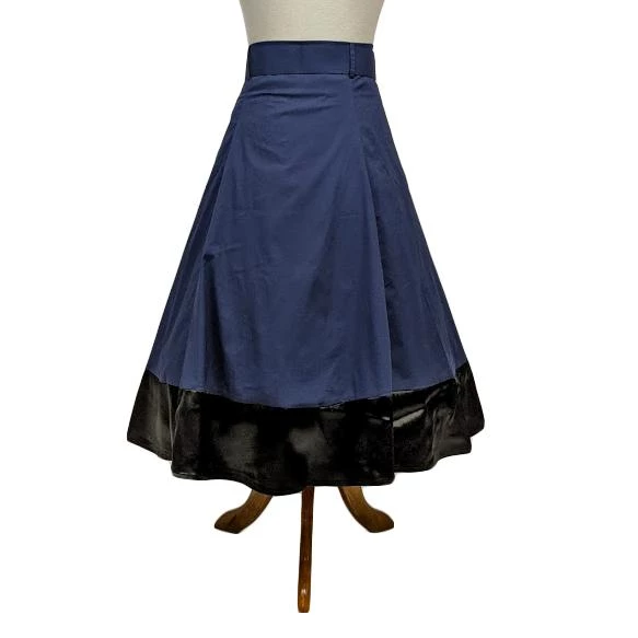 ChicStar Women's Apparel Satin-Trimmed Pinup Skirt In Navy 4 ChicStar Women's Apparel Satin-Trimmed Pinup Skirt In Navy