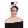 Dolly & Dotty Pinup And Rockabilly Headscarf In White With Black Polka Dots Accessories