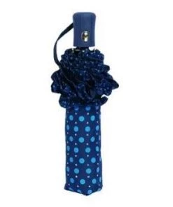 Women's Apparel Soake Folding Umbrella In Blue Polka With Frills And Sparkles