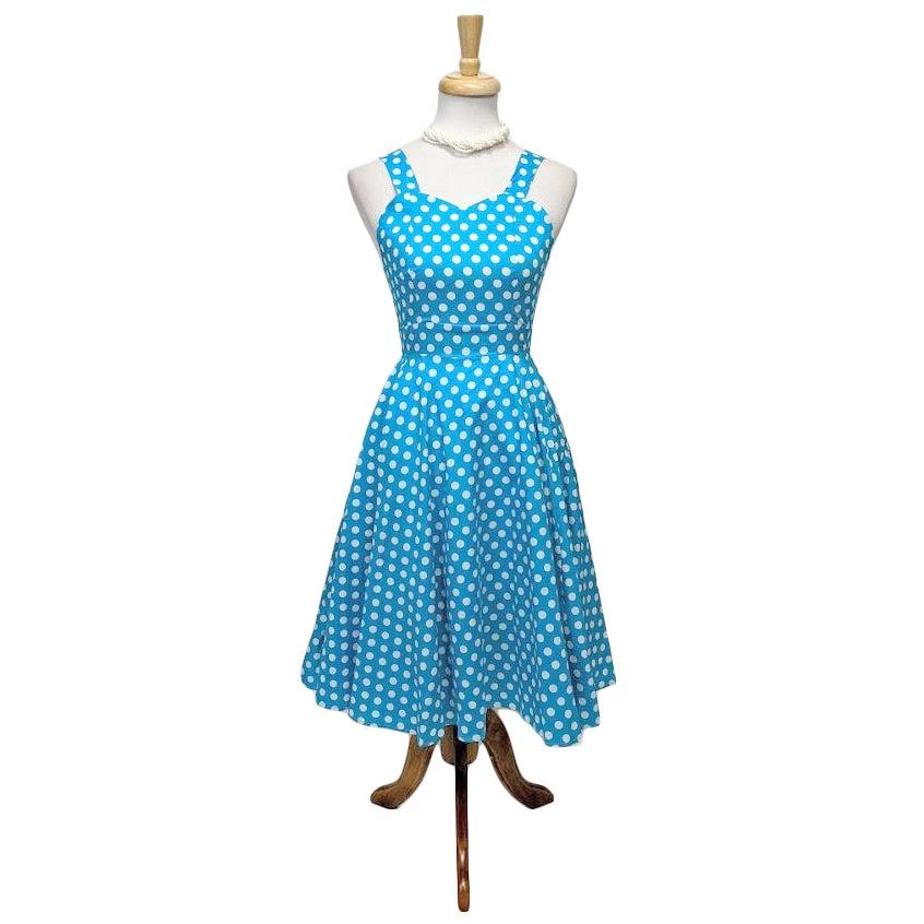 Glitz Glam And Rebellion Women's Apparel GGR Summer Polkadot Dress In Blue 6 Glitz Glam And Rebellion Women's Apparel GGR Summer Polkadot Dress In Blue