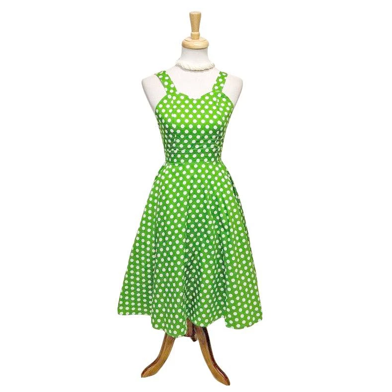 Glitz Glam And Rebellion Women's Apparel GGR Summer Polkadot Dress In Green 6 Glitz Glam And Rebellion Women's Apparel GGR Summer Polkadot Dress In Green