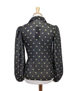 Timeless London Belinda Heart Blouse In Black Women's Apparel