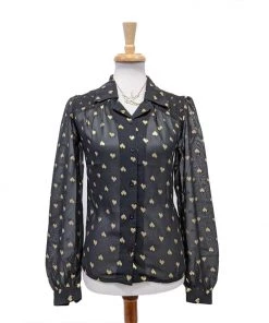 Timeless London Belinda Heart Blouse In Black Women's Apparel