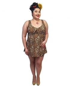 Glitz Glam And Rebellion Marilyn Swimdress In Leopard