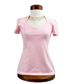 Glitz Glam And Rebellion Rockabilly Diamond Cut Shirt In Pink Women's Apparel