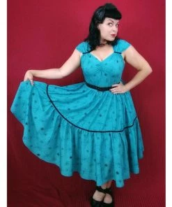 ChicStar Women's Apparel Olivia Swing Dress In Turquoise Atomic Print