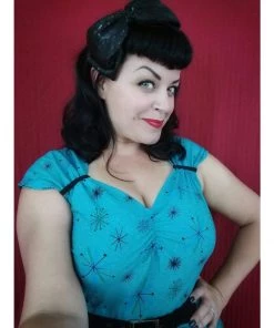 ChicStar Women's Apparel Olivia Swing Dress In Turquoise Atomic Print