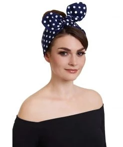 Dolly & Dotty Navy And White Polkadot Headscarf