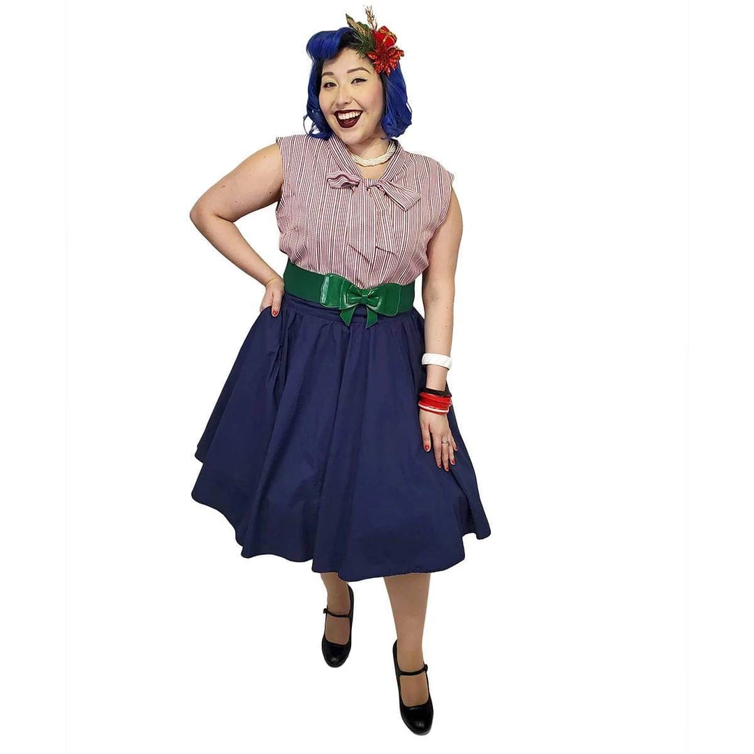 ChicStar Women's Apparel Pinup Skirt In Navy 3 ChicStar Women's Apparel Pinup Skirt In Navy