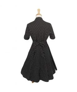 ChicStar Retro Tammy Swing Dress In Black & White Polka Dot