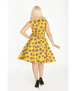 Women's Apparel Miss Lulo Ruby Dress In Purple Orchid Print