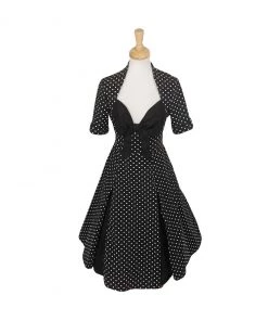 ChicStar Retro Tammy Swing Dress In Black & White Polka Dot