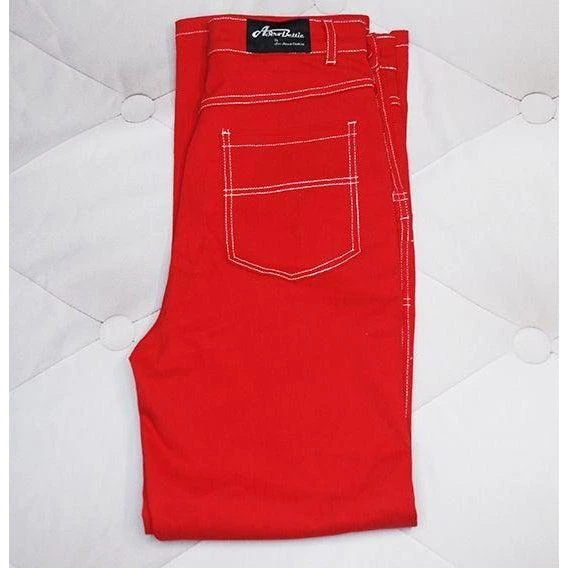 Women's Apparel Star Struck Clothing 50s Button Jeans In Red 5 Women's Apparel Star Struck Clothing 50s Button Jeans In Red