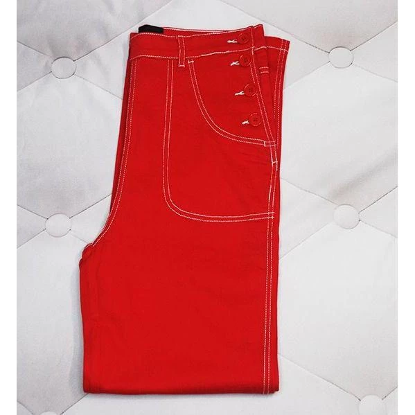 Women's Apparel Star Struck Clothing 50s Button Jeans In Red 6 Women's Apparel Star Struck Clothing 50s Button Jeans In Red