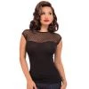 Glitz Glam And Rebellion Polka Dot Mesh Pinup Top In Black