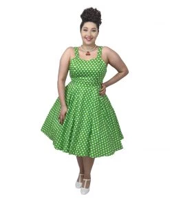Glitz Glam And Rebellion Women's Apparel GGR Summer Polkadot Dress In Green