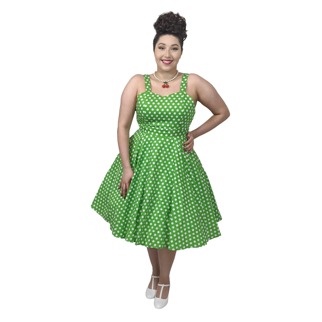 Glitz Glam And Rebellion Women's Apparel GGR Summer Polkadot Dress In Green 3 Glitz Glam And Rebellion Women's Apparel GGR Summer Polkadot Dress In Green