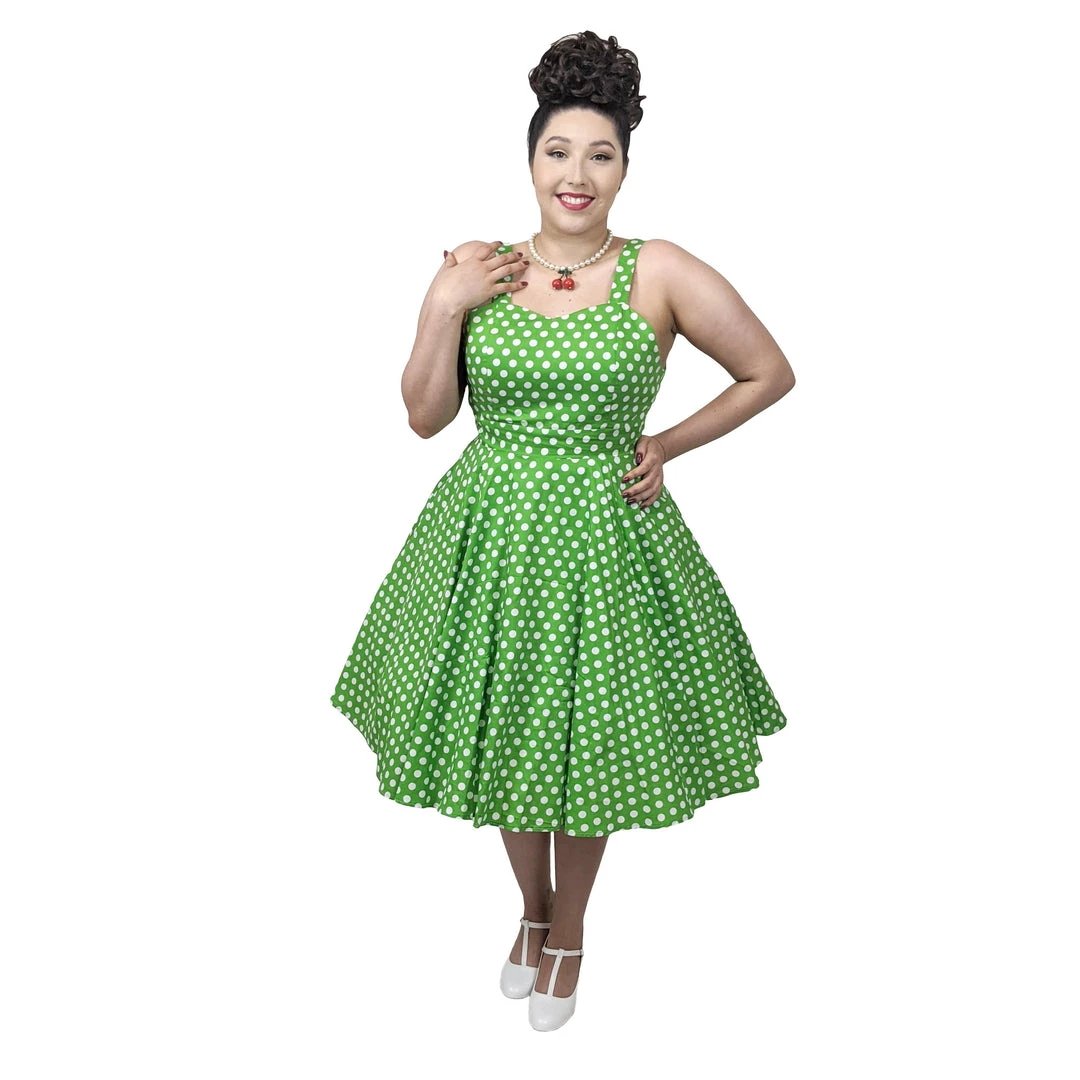 Glitz Glam And Rebellion Women's Apparel GGR Summer Polkadot Dress In Green 4 Glitz Glam And Rebellion Women's Apparel GGR Summer Polkadot Dress In Green