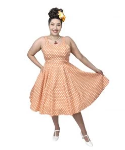 Glitz Glam And Rebellion GGR Summer Polkadot Dress In Orange Women's Apparel